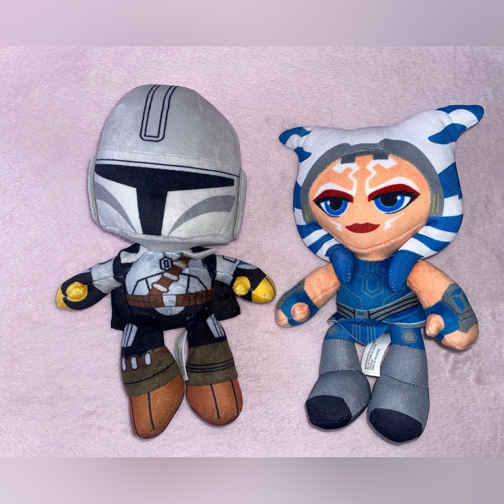 (2) Star Wars Mattel Plush  Mandalorian Mando & Ahsoka Tano 2021